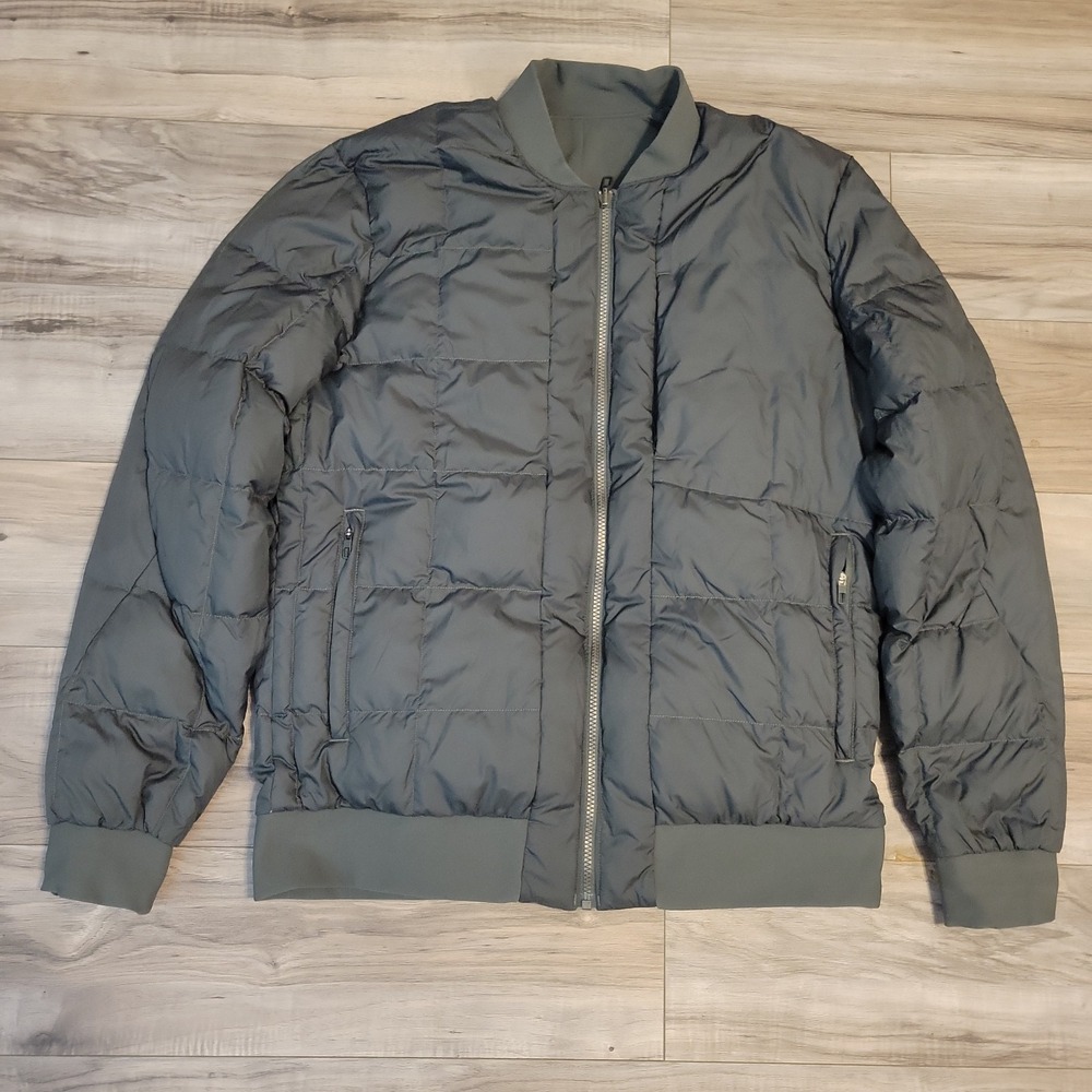 Lululemon About Face Reversible Bomber Jacket Size Large Green Full-Zip